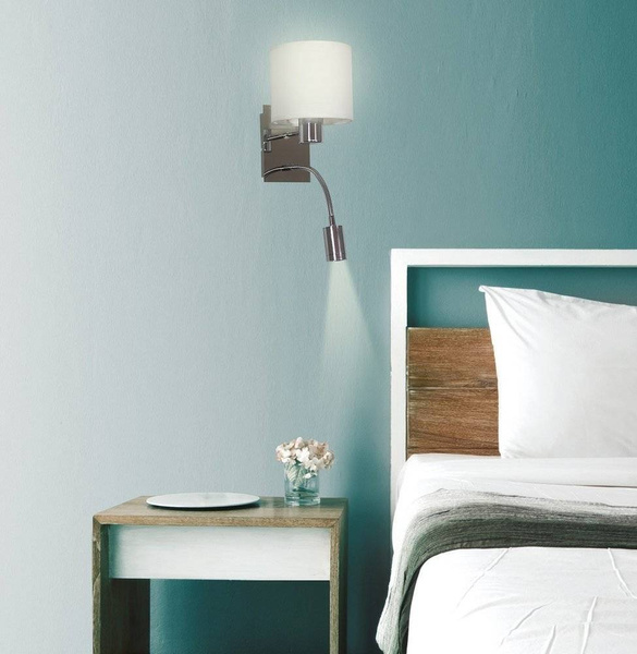 Kinkiet biały / chrom z wyłącznikiem E14 + LED Sylwana Candellux 21-28648