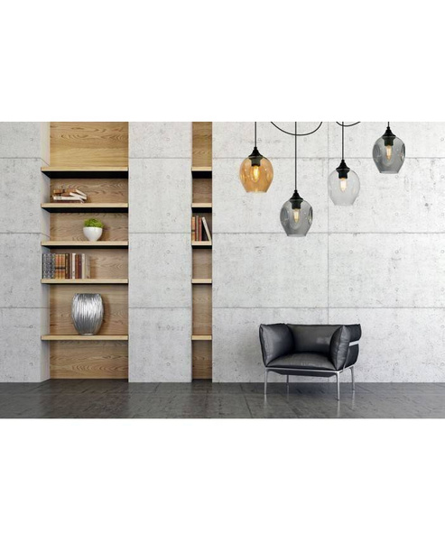 Lampa wisząca industrialna typu pająk szklane klosze 4xE27 Led 