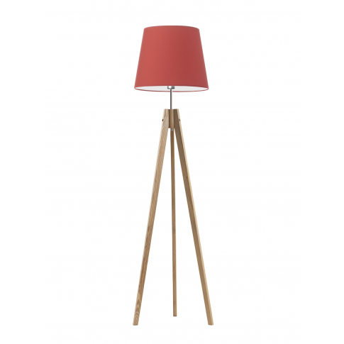 Podłogowa lampa drewniana do pokoju dziecka ARUBA brązowy klosz.