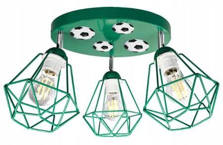 Lampa sufitowa do pokoju chłopca zielona z motywem piłkarskim Mundial 3xE27 Led