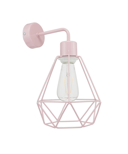Lampa ścienna do pokoju dziewczynki różowa pastelowa druciak w stylu loft Carmen 1 