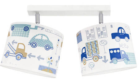Lampa sufitowa do pokoju chłopca biało-niebieska Autka 2