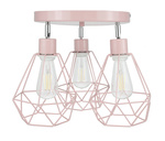 Lampa sufitowa do pokoju dziewczynki różowa - pastelowa w stylu loft druciak Carmen 3xE27