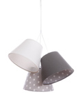 Lampa sufitowa do pokoju dziecięcego w gwiazdki biało szare stożki 