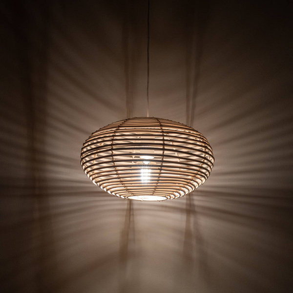 Lampa wisząca RATTAN S śr. 40cm E27 | naturalne drewno/biały