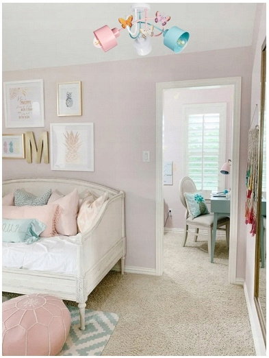 Lampa sufitowa do pokoju dziewczynki z motylkami Zakręcony Kubeczek 3xE27 Led 