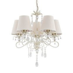 Żyrandol klasyczny z abażurami LUKRECJA śr. 63cm biały antyczny/ecru