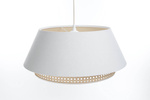 Lampa w stylu Boho podwójny abażur len i naturalny rattan kremowa 