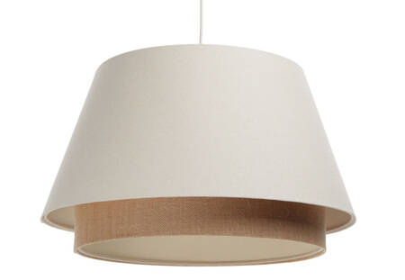 Lampa w stylu Boho podwójny abażur welur i naturalna juta kremowa