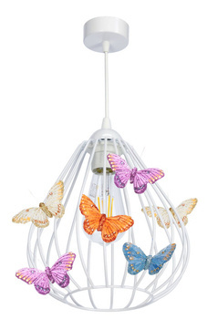 Lampa sufitowa do pokoju dziewczynki biała Motylek Owal 1xE27