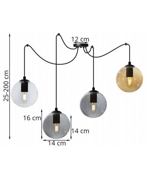 Nowoczesna lampa w stylu Loft typ pająk szklane 4xE27 Led 