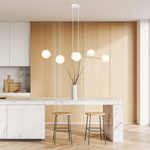 Nowoczesna lampa wisząca nad wyspę biało- złota GRAVITY 6 WH GOLD