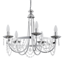 Żyrandol klasyczny świecznikowy KSENIA śr. 57cm chrom