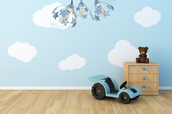 Lampa sufitowa do pokoju dziecięcego niebieska w gwiazdki koło 3