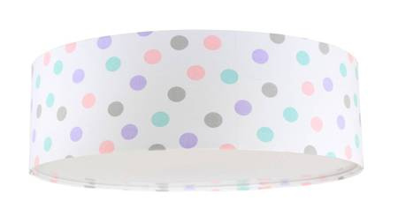 Plafon do pokoju dziecięcego biały w pastelowe kropki średnica 40cm