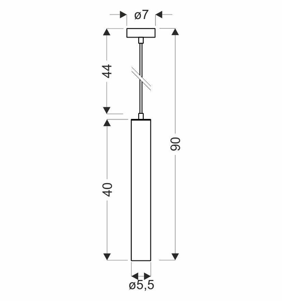 Lampa tuba wisząca czarna 40cm 1xGU10 Tubo31-78551