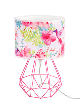 Lampka nocna do pokoju dziewczynki abażur w kwiaty