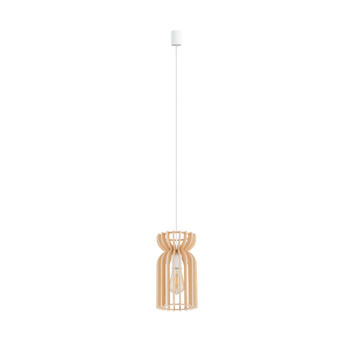 Lampa wisząca KYMI B szer. 16 cm 10571 drewno | Biała