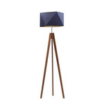 Lampa podłogowa Diament Gold – drewniana stojąca lampa ze złotym abażurem