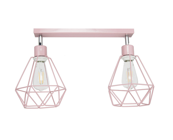 Lampa sufitowa do pokoju dziewczynki różowa pastelowa druciak w stylu loft Carmen 2xE27