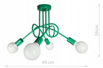 Lampa sufitowa do pokoju dziecka zielona Tęczowy Zawijas 4xE27 Led 