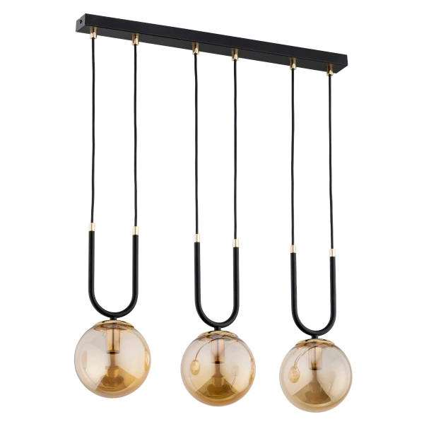 Lampa wisząca ALFA GEMMA MIX 150 CZARNO-ZŁOTA 3xE14 60cm | 62359