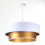 Lampa wisząca biało-złota podwójna walec średnica 60 cm