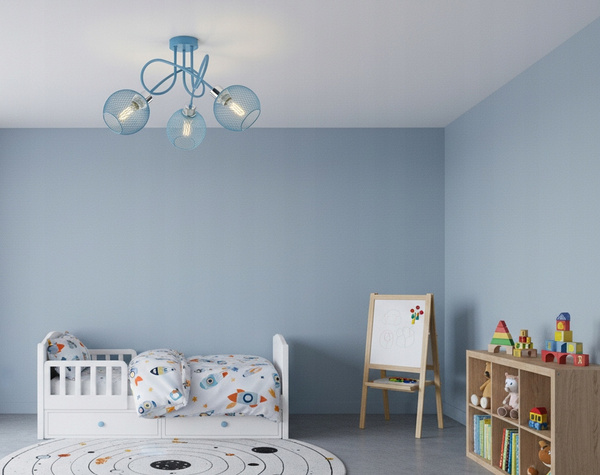 Lampa sufitowa do pokoju chłopca i dziewczynki niebieska Zaczarowany Koszyczek 3xE27 Led
