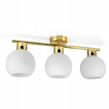 Lampa sufitowa biało-złota mleczne kule 3 źródła światła