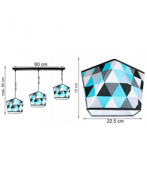 Lampa wisząca do pokoju dziecka potrójna Diament