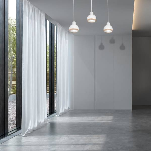Lampa wisząca OVAL, MLP7044, biały/drewno, 3x60W E27