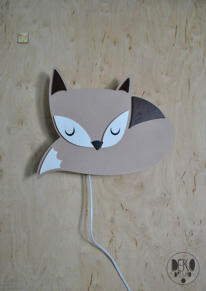  Lampka nocna dla dzieci drewniana Lisek z pilotem LED 