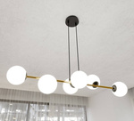 Nowoczesna lampa wisząca nad wyspę biało- złota GRAVITY 6 BL OPAL