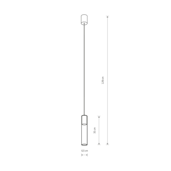 Lampa wisząca szklany CYLINDER BLACK L nad wyspę | czarny