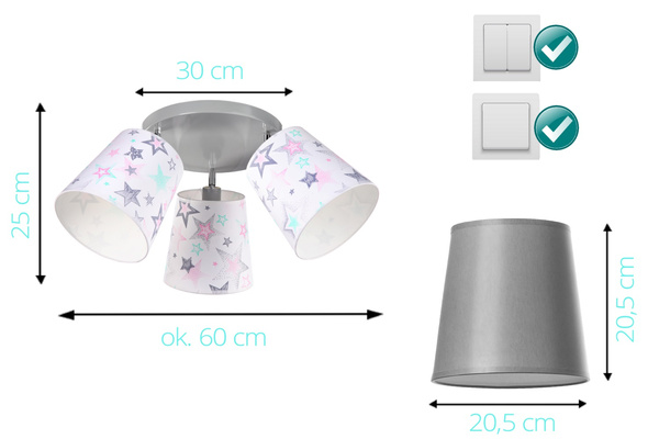Lampa dla dziewczynki  w serca Kolorowe Stożki 3
