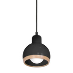 Lampa wisząca OVAL, MLP7045, czarny/drewno, 1x60W E27