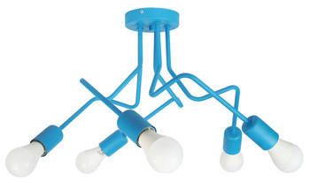 Lampa sufitowa do pokoju dziecka turkusowa Luna 5 loft