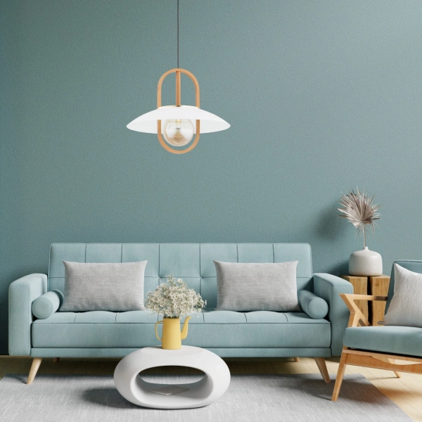Lampa wisząca ALFA MARGO BIG DREWNIANA 1xE27 47cm | 61183