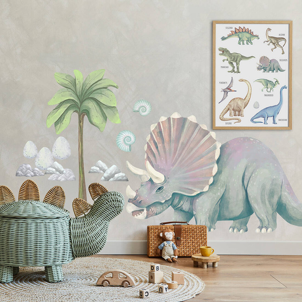 Naklejki na ścianę do pokoju dziecięcego Dinozaur Triceratops Duży XXL