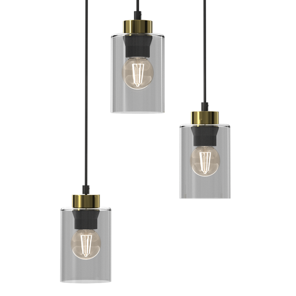 Lampa wisząca CHIC, MLP8385, czarny/złoty/dymiony, 3x60W E27