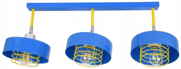 Lampa sufitowa do pokoju młodzieżowego niebiesko- żółta Edison Koszyk Loft