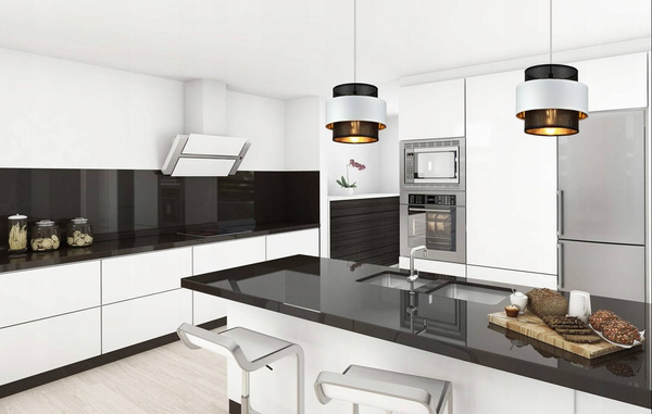 Lampa wisząca w stylu glamour biało-czarno-złota 