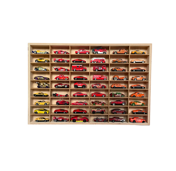 Półka na resoraki Hot Wheels drewniana organizer do pokoju dziecka 54 naturalna