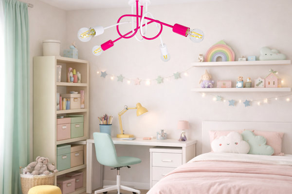 Lampa sufitowa do pokoju dziewczynki biało-różowa Magiczny Zawijas 4xE27 Led 