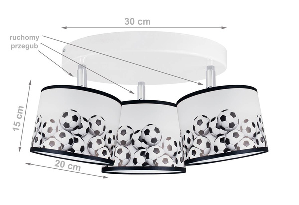 Lampa sufitowa do pokoju dziecka  z motywem piłkarskim Koło 3