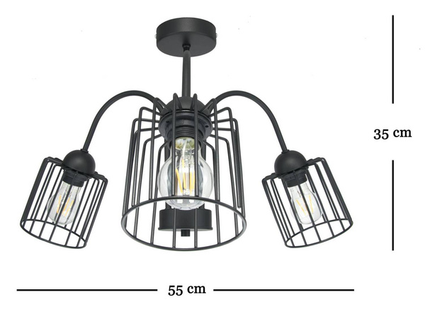 SUFITOWA LAMPA ARCANA 3 CZARNA TUBA