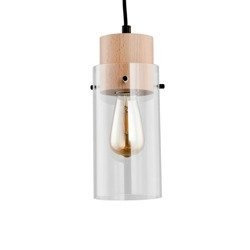 Lampa wisząca zwis TANTUM drewno/czarny śr. 13cm
