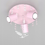 Lampa sufitowa do pokoju dziewczynki różowa Koliberek Kryształ 3 GU10