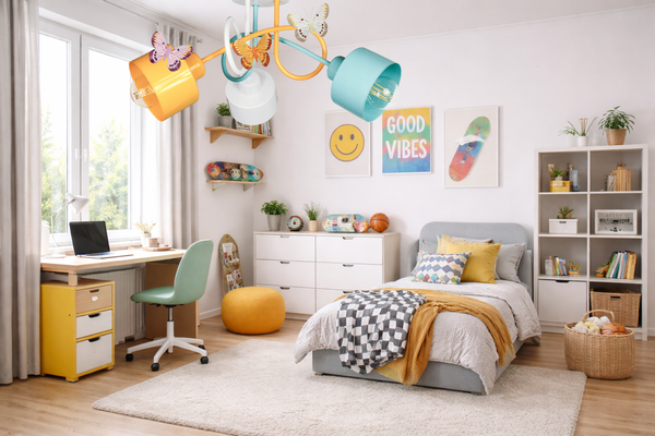 Lampa sufitowa do pokoju dziewczynki z motylkami Zakręcony Kubeczek 3xE27 Led 