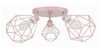 Lampa sufitowa do pokoju dziewczynki różowa - pastelowa w stylu loft druciak Carmen 3xE27